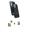 MARSİLYAN™- iPhone 16 Pro Max Kılıf İz Işık Koleksiyonu - Siyah Bilvis Hayalet Cam Ekran Koruyucu + Raze Metal Kamera Lens - CLTM