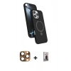 MARSİLYAN™- iPhone 16 Pro Max Kılıf İz Işık Koleksiyonu - Siyah Bilvis Hayalet Cam Ekran Koruyucu + Pers Alüminyum Kamera Lens - CLTM