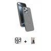 MARSİLYAN™- iPhone 16 Pro Max Kılıf İz Işık Koleksiyonu - Siyah Bilvis Hayalet Cam Ekran Koruyucu + Pers Alüminyum Kamera Lens - GI