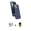 MARSİLYAN™- iPhone 16 Pro Max Kılıf İz Işık Koleksiyonu - Siyah Buffer Cam Ekran Koruyucu + Gümüş Pers Alüminyum Kamera Lens