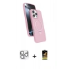 MARSİLYAN™- iPhone 16 Pro Max Kılıf İz Işık Koleksiyonu - Siyah Buffer Cam Ekran Koruyucu + Gümüş Pers Alüminyum Kamera Lens