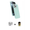 MARSİLYAN™- iPhone 16 Pro Max Kılıf İz Işık Koleksiyonu - Siyah Buffer Cam Ekran Koruyucu + Gümüş Pers Alüminyum Kamera Lens