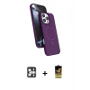 MARSİLYAN™- iPhone 16 Pro Max Kılıf İz Işık Koleksiyonu - Siyah Buffer Cam Ekran Koruyucu + PVD Metal Kamera Lens - GS