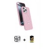 MARSİLYAN™- iPhone 16 Pro Max Kılıf İz Işık Koleksiyonu - Siyah Buffer Cam Ekran Koruyucu + Pers Alüminyum Kamera Lens - GI
