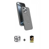 MARSİLYAN™- iPhone 16 Pro Max Kılıf İz Işık Koleksiyonu - Siyah Buffer Cam Ekran Koruyucu + Pers Alüminyum Kamera Lens - GI