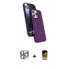 MARSİLYAN™- iPhone 16 Pro Max Kılıf İz Işık Koleksiyonu - Siyah Buffer Cam Ekran Koruyucu + Pers Alüminyum Kamera Lens - GI
