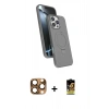 MARSİLYAN™- iPhone 16 Pro Max Kılıf İz Işık Koleksiyonu - Siyah Buffer Cam Ekran Koruyucu + Pers Alüminyum Kamera Lens - CLTM