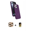 MARSİLYAN™- iPhone 16 Pro Max Kılıf İz Işık Koleksiyonu - Siyah Buffer Cam Ekran Koruyucu + Pers Alüminyum Kamera Lens - CLTM