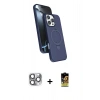 MARSİLYAN™- iPhone 16 Pro Max Kılıf İz Işık Koleksiyonu - Siyah Buffer Cam Ekran Koruyucu + Pers Alüminyum Kamera Lens - GI