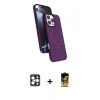 MARSİLYAN™- iPhone 16 Pro Max Kılıf İz Işık Koleksiyonu - Siyah Buffer Cam Ekran Koruyucu + PVD Metal Kamera Lens - GD
