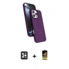 MARSİLYAN™- iPhone 16 Pro Max Kılıf İz Işık Koleksiyonu - Siyah Buffer Cam Ekran Koruyucu + PVD Metal Kamera Lens - SH