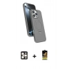 MARSİLYAN™- iPhone 16 Pro Max Kılıf İz Işık Koleksiyonu - Siyah Buffer Cam Ekran Koruyucu + PVD Metal Kamera Lens - GD