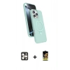 MARSİLYAN™- iPhone 16 Pro Max Kılıf İz Işık Koleksiyonu - Siyah Buffer Cam Ekran Koruyucu + PVD Metal Kamera Lens - GD