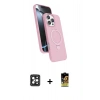 MARSİLYAN™- iPhone 16 Pro Max Kılıf İz Işık Koleksiyonu - Siyah Buffer Cam Ekran Koruyucu + PVD Metal Kamera Lens - SH