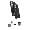 MARSİLYAN™- iPhone 16 Pro Max Kılıf İz Işık Koleksiyonu - Siyah Buffer Cam Ekran Koruyucu + Raze Metal Kamera Lens - SH