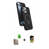 MARSİLYAN™- iPhone 16 Pro Max Kılıf İz Işık Koleksiyonu - Siyah Buffer Cam Ekran Koruyucu + Raze Metal Kamera Lens - CLTM