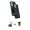 MARSİLYAN™- iPhone 16 Pro Max Kılıf İz Işık Koleksiyonu - Siyah Buffer Cam Ekran Koruyucu + Bilvis Titan Kamera Lens - SH