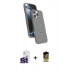 MARSİLYAN™- iPhone 16 Pro Max Kılıf İz Işık Koleksiyonu - Siyah Buffer Cam Ekran Koruyucu + Bilvis Titan Kamera Lens - SH