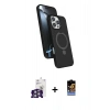 MARSİLYAN™- iPhone 16 Pro Max Kılıf İz Işık Koleksiyonu - Siyah Buffer Hayalet Cam Ekran Koruyucu + Gümüş Bilvis Titan Kamera Lens