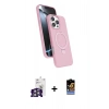 MARSİLYAN™- iPhone 16 Pro Max Kılıf İz Işık Koleksiyonu - Siyah Buffer Hayalet Cam Ekran Koruyucu + Gümüş Bilvis Titan Kamera Lens