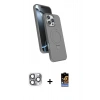 MARSİLYAN™- iPhone 16 Pro Max Kılıf İz Işık Koleksiyonu - Siyah Buffer Hayalet Cam Ekran Koruyucu + Pers Alüminyum Kamera Lens - GI