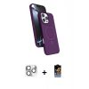 MARSİLYAN™- iPhone 16 Pro Max Kılıf İz Işık Koleksiyonu - Siyah Buffer Hayalet Cam Ekran Koruyucu + Pers Alüminyum Kamera Lens - GS