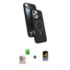 MARSİLYAN™- iPhone 16 Pro Max Kılıf İz Işık Koleksiyonu - Siyah Buffer Hayalet Cam Ekran Koruyucu + Raze Metal Kamera Lens - NLGY