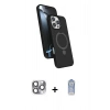 MARSİLYAN™- iPhone 16 Pro Max Kılıf İz Işık Koleksiyonu - Siyah Joko Magic 5D Cam + Pers Alüminyum Kamera Lens - GI