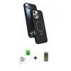 MARSİLYAN™- iPhone 16 Pro Max Kılıf İz Işık Koleksiyonu - Siyah Joko Magic 5D Hayalet Cam + Raze Metal Kamera Lens - BZ