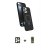 MARSİLYAN™- iPhone 16 Pro Max Kılıf İz Işık Koleksiyonu - Siyah Joko Magic 5D Hayalet Cam + Gold PVD Metal Kamera Lens