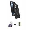 MARSİLYAN™- iPhone 16 Pro Max Kılıf İz Işık Koleksiyonu - Siyah Joko Magic 5D Hayalet Cam + Gümüş Bilvis Titan Kamera Lens