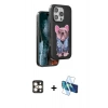 MARSİLYAN™- iPhone 16 Pro Max Kılıf İz Minimal Koleksiyonu - Siyah 3D Antistatik Cam Ekran Koruyucu + PVD Metal Kamera Lens - GD