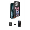 MARSİLYAN™- iPhone 16 Pro Max Kılıf İz Minimal Koleksiyonu - Siyah 3D Antistatik Hayalet Cam Ekran Koruyucu + PVD Metal Kamera Lens - SH