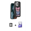 MARSİLYAN™- iPhone 16 Pro Max Kılıf İz Minimal Koleksiyonu - Siyah Bilvis 5in1 5D Magic Hayalet Cam Ekran Koruyucu + PVD Metal Kamera Lens - GS