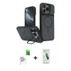 MARSİLYAN™- iPhone 16 Pro Max Kılıf İz Modern Prime - Şeffaf Pasifik Cam Ekran Koruyucu + Raze Metal Kamera Lens - BZ