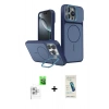MARSİLYAN™- iPhone 16 Pro Max Kılıf İz Modern Prime - Şeffaf Pasifik Cam Ekran Koruyucu + Raze Metal Kamera Lens - BZ