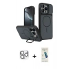 MARSİLYAN™- iPhone 16 Pro Max Kılıf İz Modern Prime - Şeffaf Pasifik Cam Ekran Koruyucu + Pers Alüminyum Kamera Lens - GS