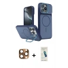MARSİLYAN™- iPhone 16 Pro Max Kılıf İz Modern Prime - Şeffaf Pasifik Cam Ekran Koruyucu + Pers Alüminyum Kamera Lens - CLTM