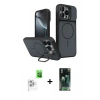 MARSİLYAN™- iPhone 16 Pro Max Kılıf İz Modern Prime - Siyah 360 Mat Full Body Arka Koruyucu + Raze Metal Kamera Lens - BZ