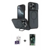 MARSİLYAN™- iPhone 16 Pro Max Kılıf İz Modern Prime - Siyah 360 Mat Full Body Arka Koruyucu + Bilvis Titan Kamera Lens - TMGI