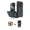 MARSİLYAN™- iPhone 16 Pro Max Kılıf İz Modern Prime - Siyah 360 Mat Full Body Arka Koruyucu + Pers Alüminyum Kamera Lens - CLTM