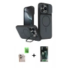 MARSİLYAN™- iPhone 16 Pro Max Kılıf İz Modern Prime - Siyah 360 Mat Full Body Arka Koruyucu + Raze Metal Kamera Lens - NLGY