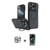 MARSİLYAN™- iPhone 16 Pro Max Kılıf İz Modern Prime - Siyah 360 Mat Full Body Arka Koruyucu + Pers Alüminyum Kamera Lens - GI