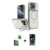 MARSİLYAN™- iPhone 16 Pro Max Kılıf İz Modern Prime - Siyah 360 Mat Full Body Arka Koruyucu + Raze Metal Kamera Lens - SH