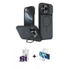 MARSİLYAN™- iPhone 16 Pro Max Kılıf İz Modern Prime - Siyah 3D Antistatik Cam Ekran Koruyucu + Bilvis Titan Kamera Lens - SH