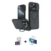 MARSİLYAN™- iPhone 16 Pro Max Kılıf İz Modern Prime - Siyah 3D Antistatik Cam Ekran Koruyucu + Bilvis Titan Kamera Lens - TMGI