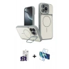 MARSİLYAN™- iPhone 16 Pro Max Kılıf İz Modern Prime - Siyah 3D Antistatik Cam Ekran Koruyucu + Bilvis Titan Kamera Lens - TMGI