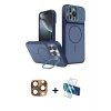 MARSİLYAN™- iPhone 16 Pro Max Kılıf İz Modern Prime - Siyah 3D Antistatik Cam Ekran Koruyucu + Pers Alüminyum Kamera Lens - CLTM