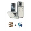 MARSİLYAN™- iPhone 16 Pro Max Kılıf İz Modern Prime - Siyah 3D Antistatik Cam Ekran Koruyucu + Pers Alüminyum Kamera Lens - CLTM
