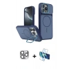 MARSİLYAN™- iPhone 16 Pro Max Kılıf İz Modern Prime - Siyah 3D Antistatik Cam Ekran Koruyucu + Pers Alüminyum Kamera Lens - GI